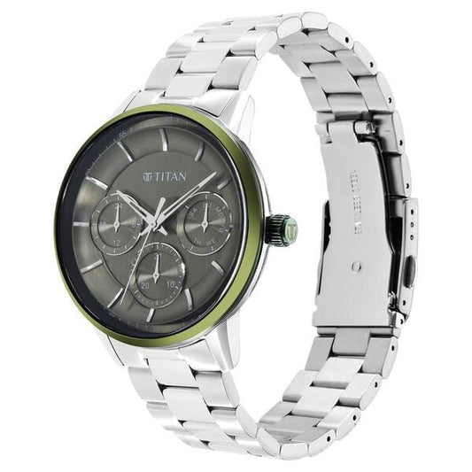 Titan Urban Magic Green Dial Quartz Multifunction Stainless Steel Strap watch for Men