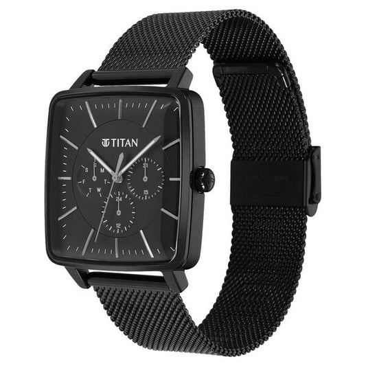 Titan Avant Garde Black Dial Quartz Multifunction Stainless Steel Strap watch for Men