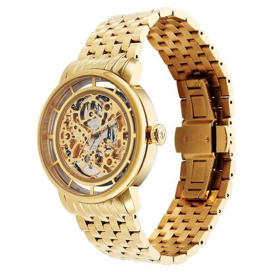Titan Mechanical Slimline Golden Dial Golden Stainless Steel Strap watch for Men
