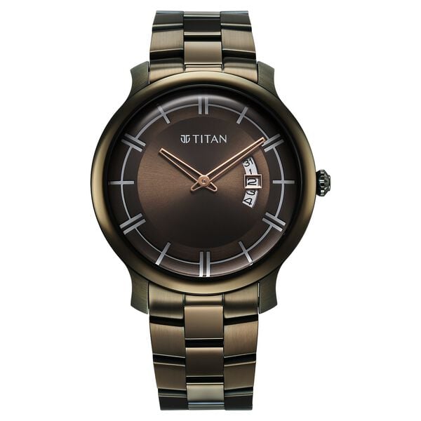 Titan Clasique Slim Quartz Analog with Date Green Dial Stainless Steel Strap Watch For Men