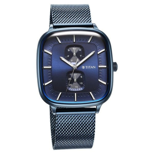 Titan Avant Garde Blue Dial Quartz Multifunction Stainless Steel Strap Watch for Men