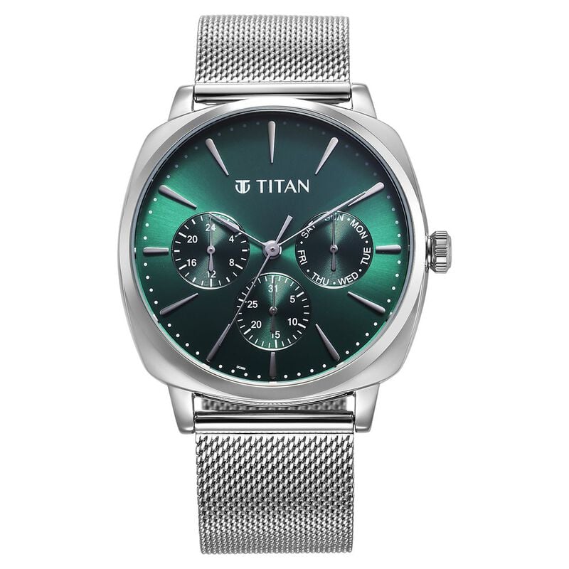 Titan NT90189SM01 Classique Suave Quartz Green Dial Watch for Men
