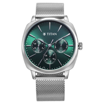 Titan NT90189SM01 Classique Suave Quartz Green Dial Watch for Men