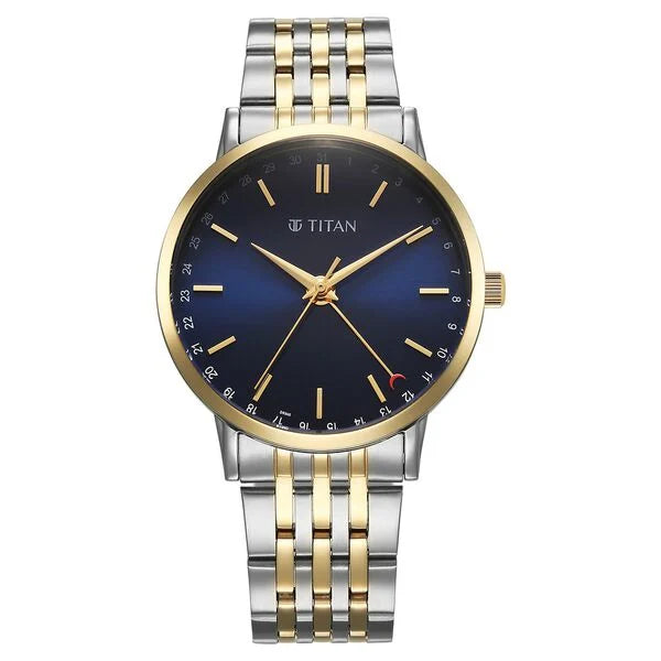 Titan 90202BM01 Elegance Blue Dial Watch for Men