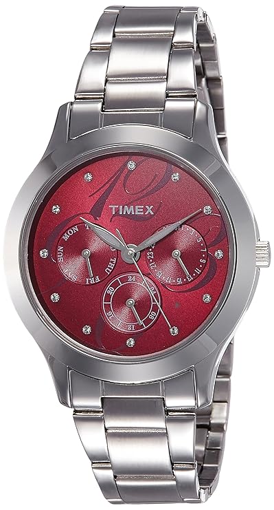 TIMEX Women Stainless Steel E-Class Chronograph Analog Red Dial Watch-Ti000Q80200