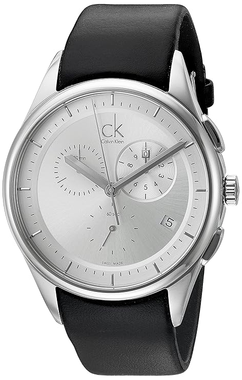 Calvin Klein Men's 'Basic' Swiss Quartz Stainless Steel and Leather Automatic Watch
