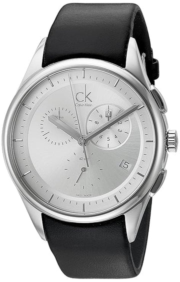 Calvin Klein Men's 'Basic' Swiss Quartz Stainless Steel and Leather Automatic Watch
