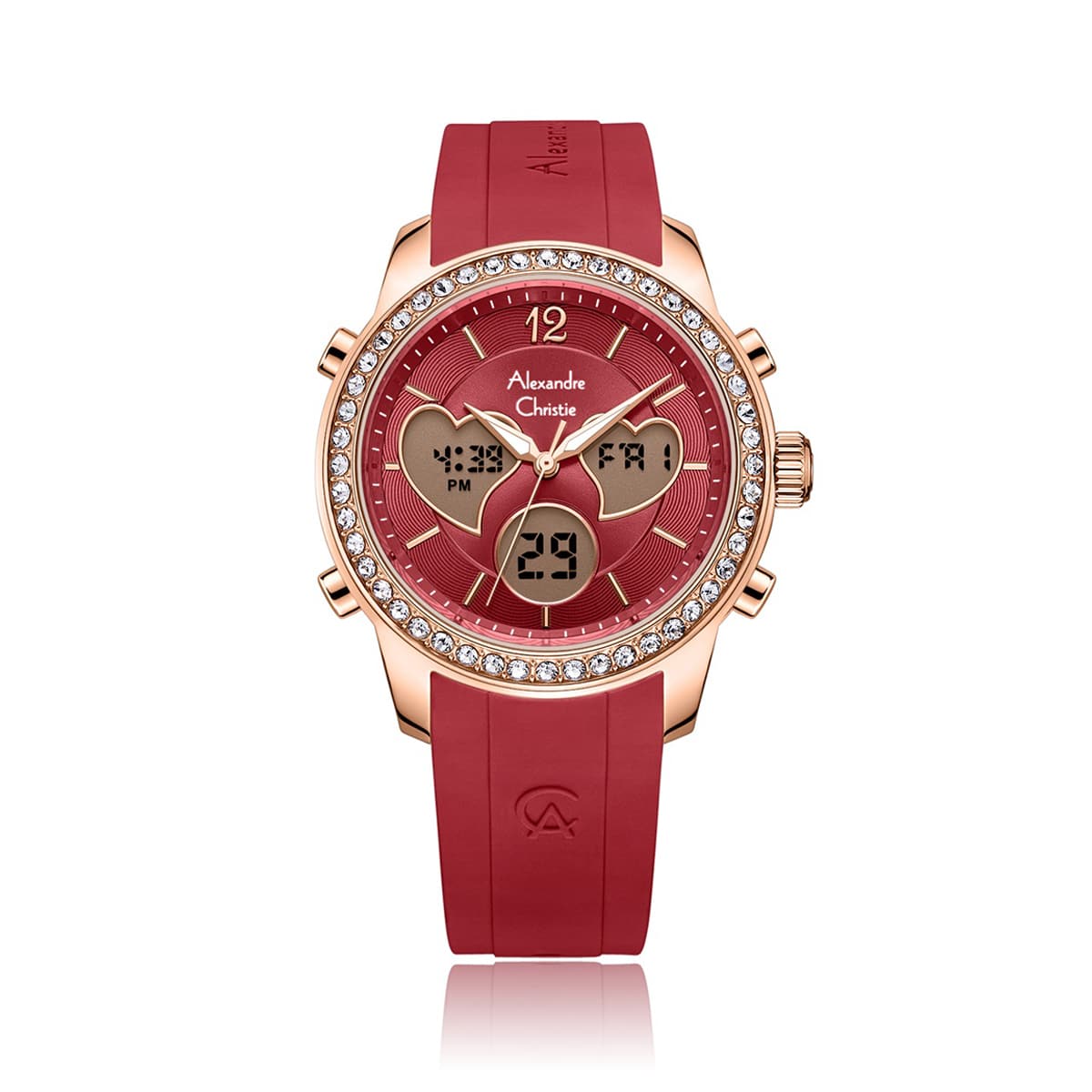 Alexandre Christie AC 9399 LHR Ladies Multifunction Watch – Red
