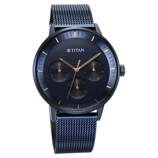 Titan Modern Classics Blue Dial Quartz Multifunction Stainless Steel Strap watch for Men