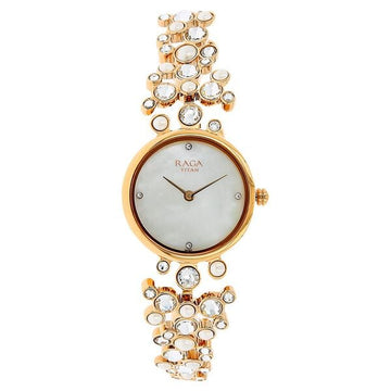 Titan Raga Moonlight Mother of Pearl Dial Women Watch With Metal Strap