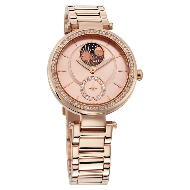 Stellar by Titan Rose Gold Dial Analog Watch for Women NP95085WM01 - Kamal Watch Company