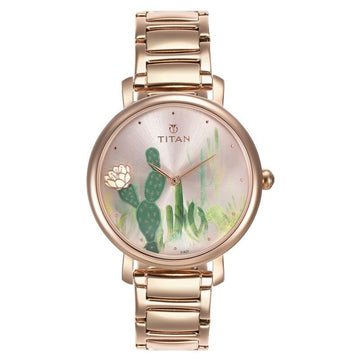 95102WM02F Titan Valentine Rose Gold Dial Women Watch With Metal Strap
