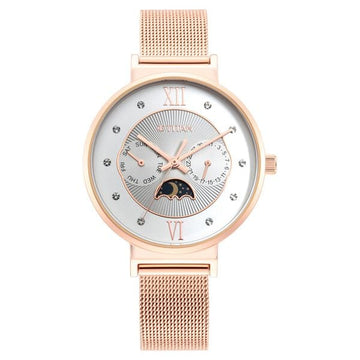 Titan Slimline Silver Dial Quartz Multifunction Stainless Steel Strap Watch for Women