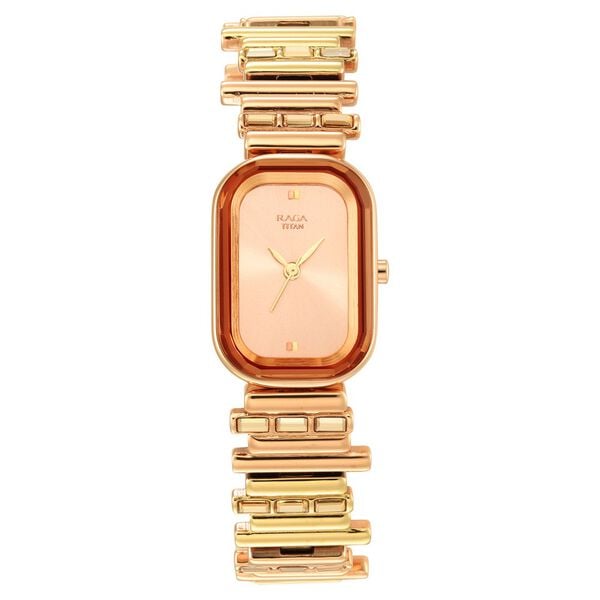 Titan Raga Love All Rose Gold Dial Analog Metal Strap Watch for Women