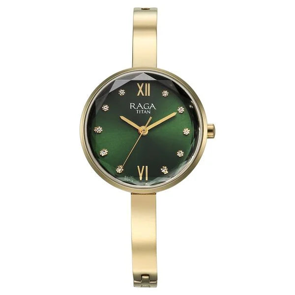 Titan NT95271YM01 Raga Showstopper Quartz Green Dial Watch for Women