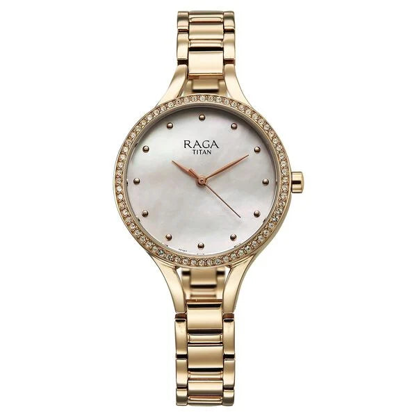 Titan 95275WM01 Raga Showstopper Quartz Mother Of Pearl Dial Watch For Women