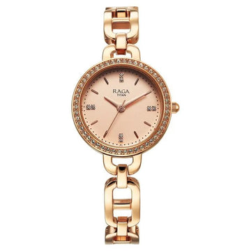 Titan NT95305WM01 Raga Showstopper Quartz Rose Gold Dial Watch For Women