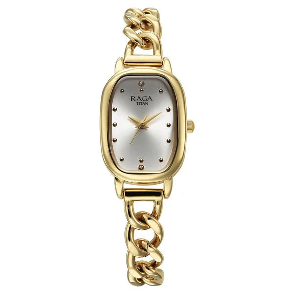 Titan 95309YM01 Raga Showstopper Quartz Silver Dial Watch For Women