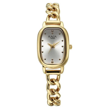 Titan 95309YM01 Raga Showstopper Quartz Silver Dial Watch For Women