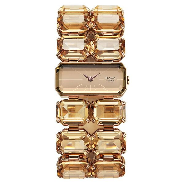 Titan Raga Cocktails Quartz Analog Brown Dial Metal Strap Watch For Women