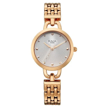 Titan 95349WM01 Raga Showstopper Silver Dial Watch for Women