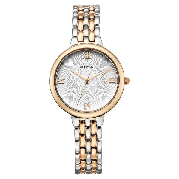 Titan 95364KM01 Eminence Quartz Analog White Dial Watch For Women