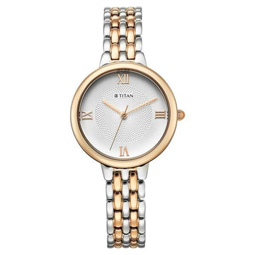 Titan 95364KM01 Eminence Quartz Analog White Dial Watch For Women
