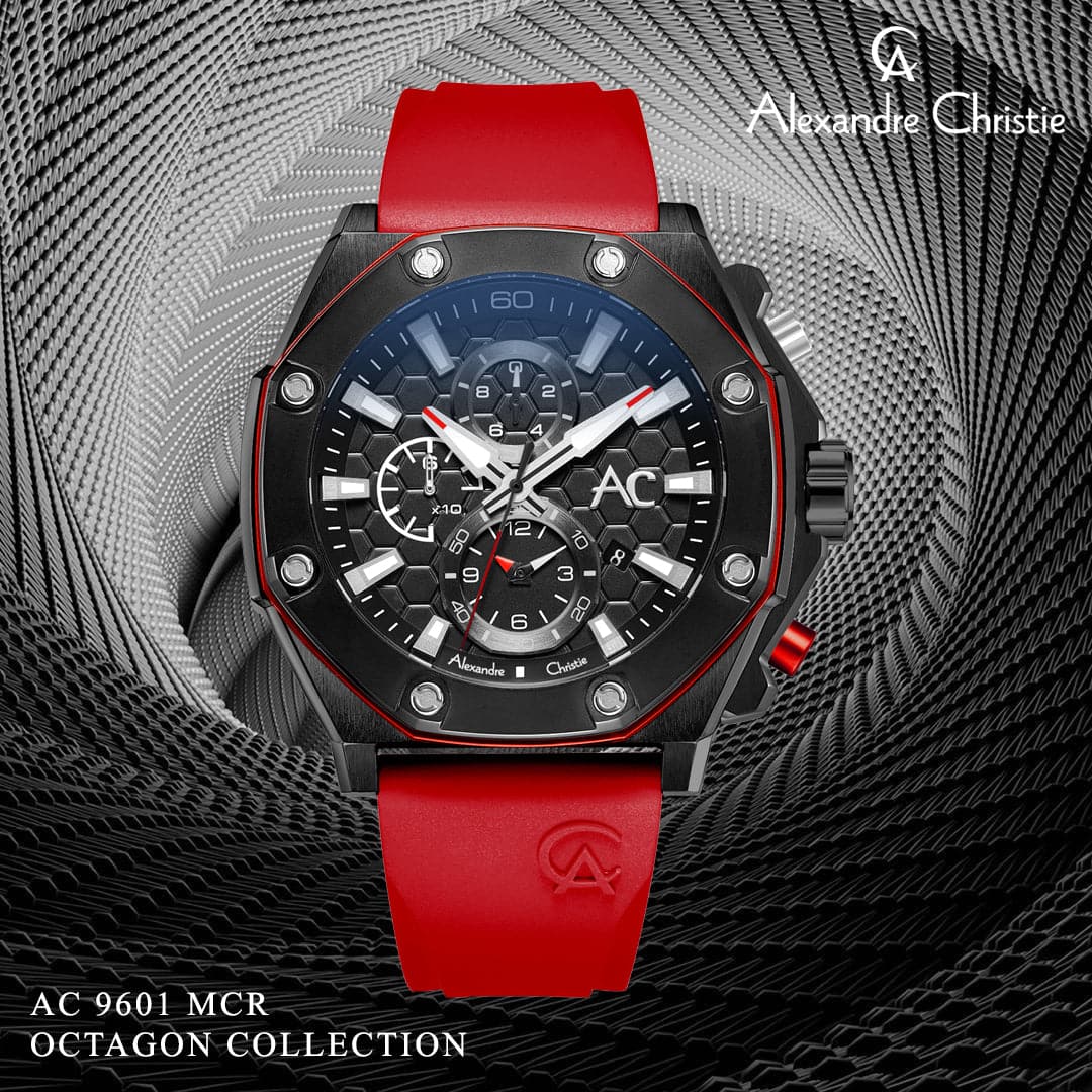 ALEXANDRE CHRISTIE Chronograph For Men – Blazing Red 9601MCRIPBARE - Kamal Watch Company