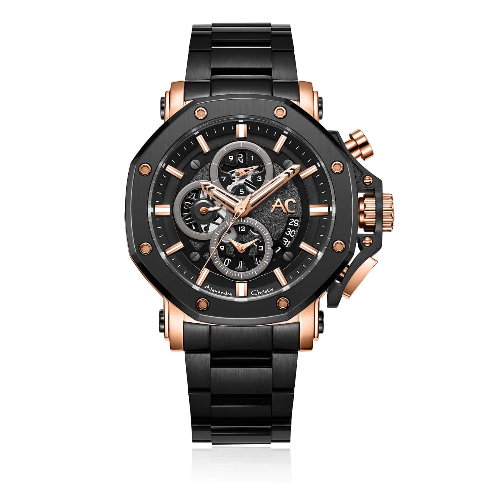 AC 9603 MCB Chronograph Watch For Men – Black Rose Gold