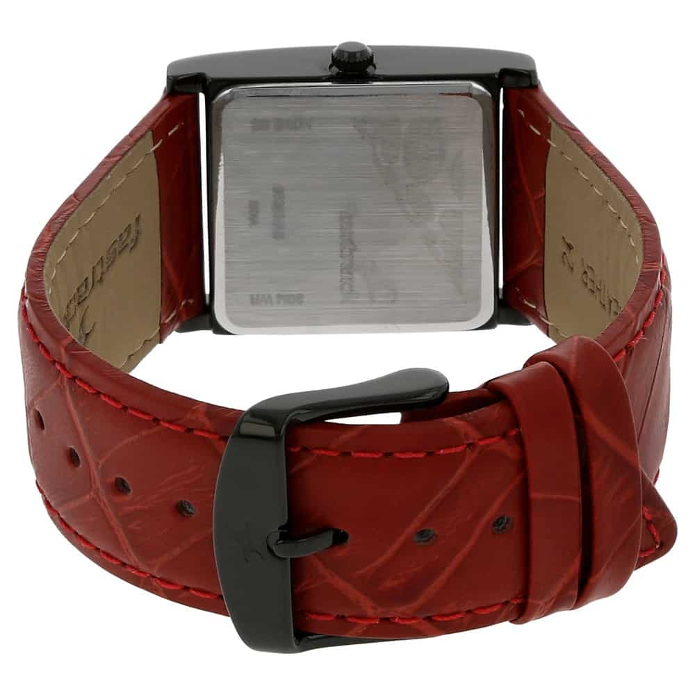 NP9735NL01 BLACK DIAL RED LEATHER STRAP WATCH - Kamal Watch Company
