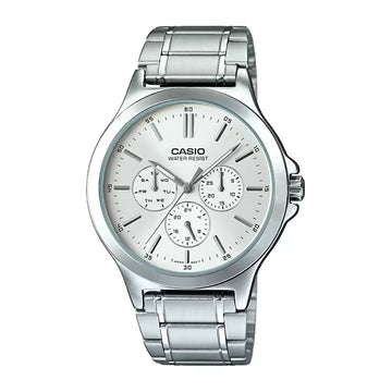 Casio Enticer Men Quartz White Dial Multi-Function Stainless Steel Watch A1174