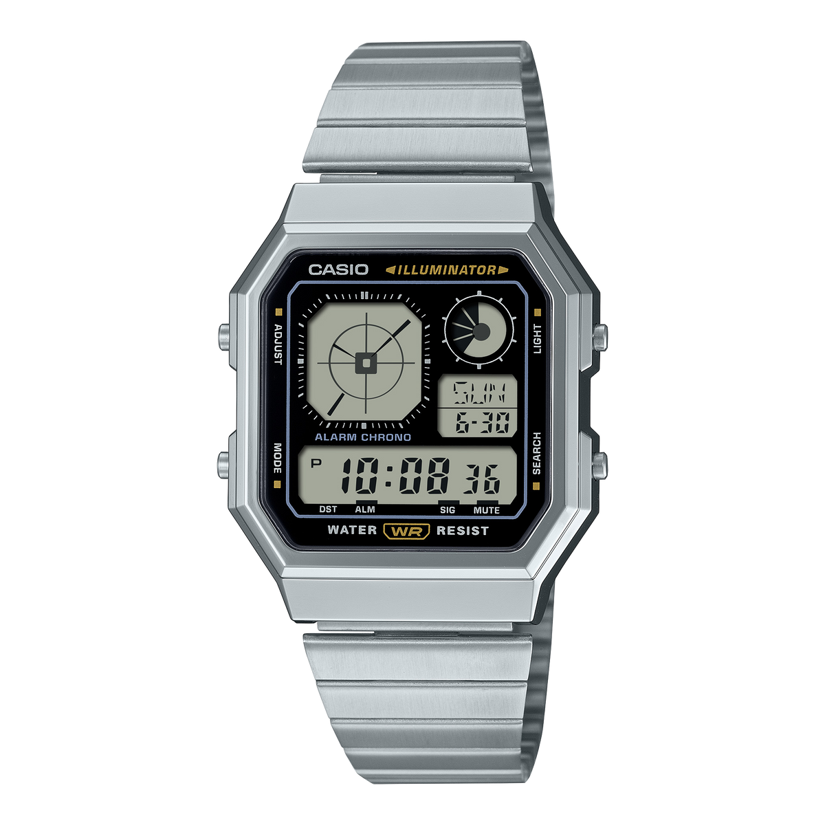Casio Vintage A130WE-1A – front three-quarter view
