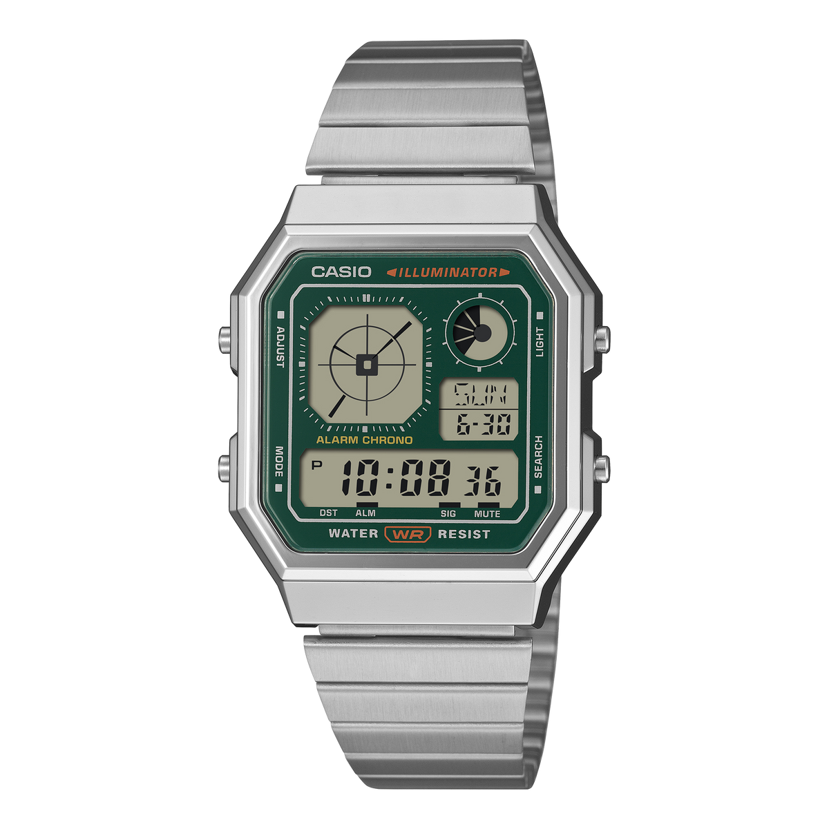 Casio Vintage A130WE-3A – front three-quarter view