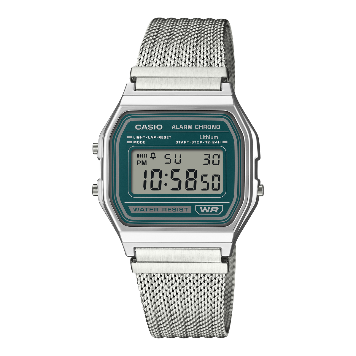 Casio Vintage A158WEM-3 – front three-quarter view