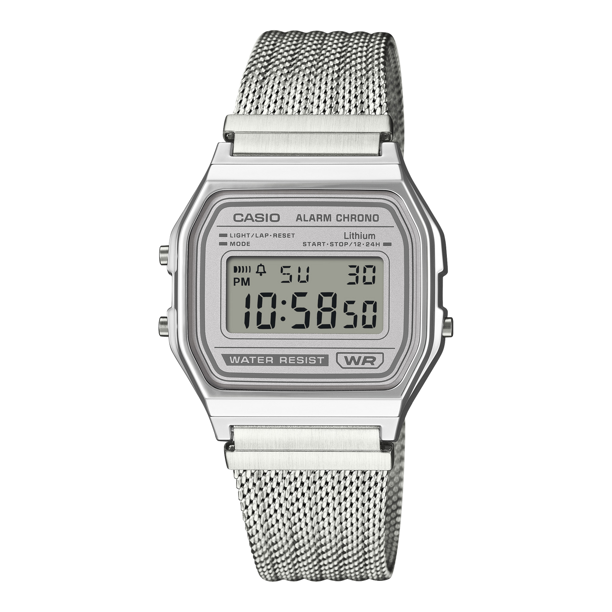 Casio Vintage A158WEM-7 – front three-quarter view
