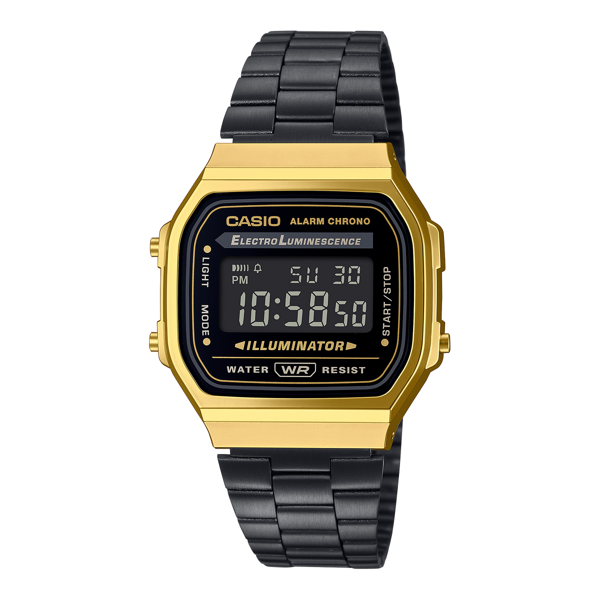 Casio Vintage A168WEGB-1B – front three-quarter view