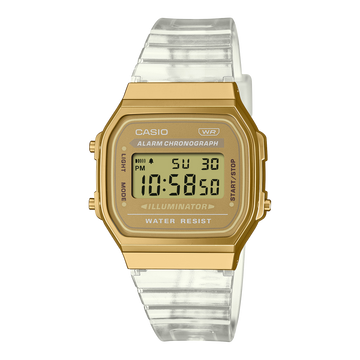 Casio Vintage A168XESG-9A – front three-quarter view