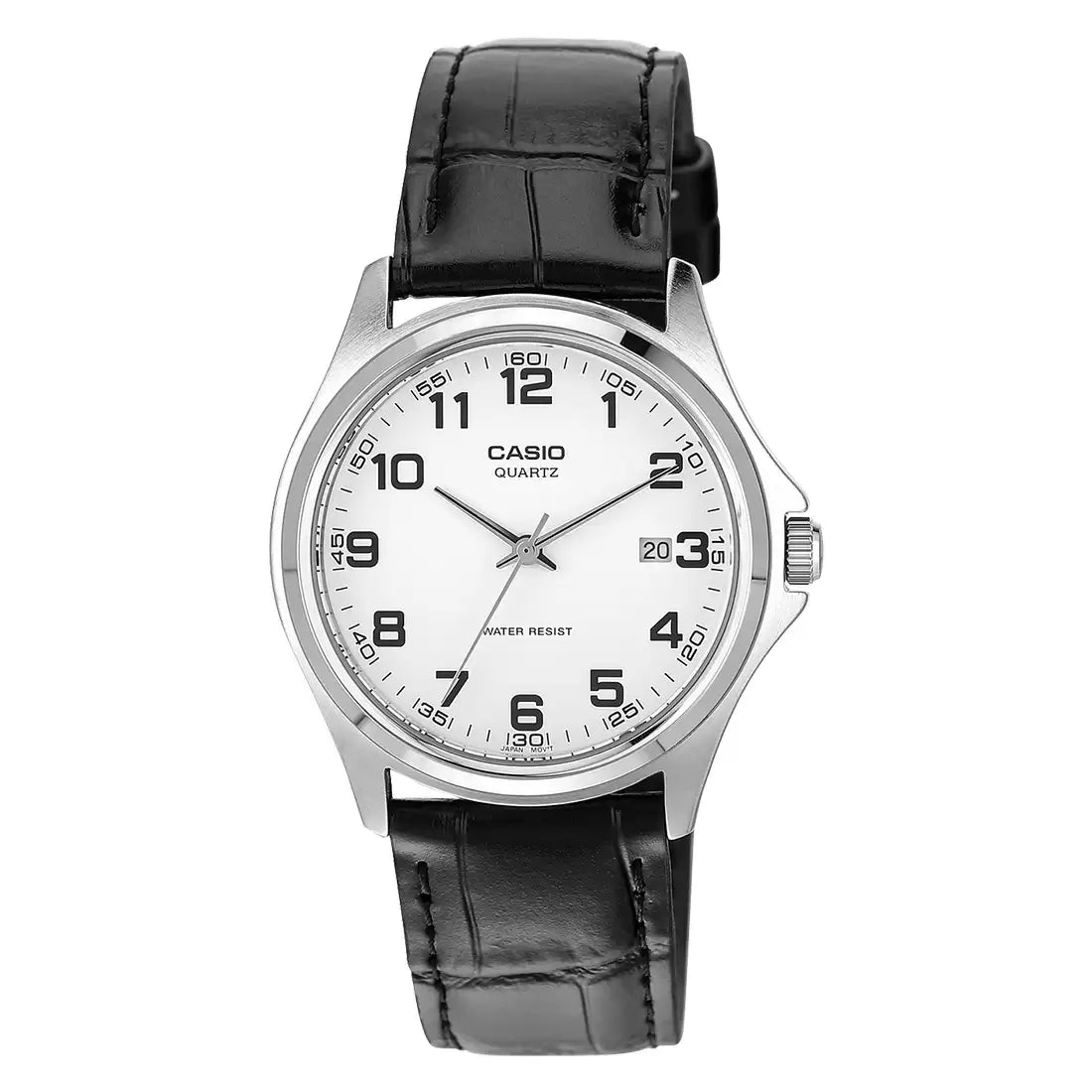 Casio Enticer Men Quartz White Dial Analog Leather Watch A212
