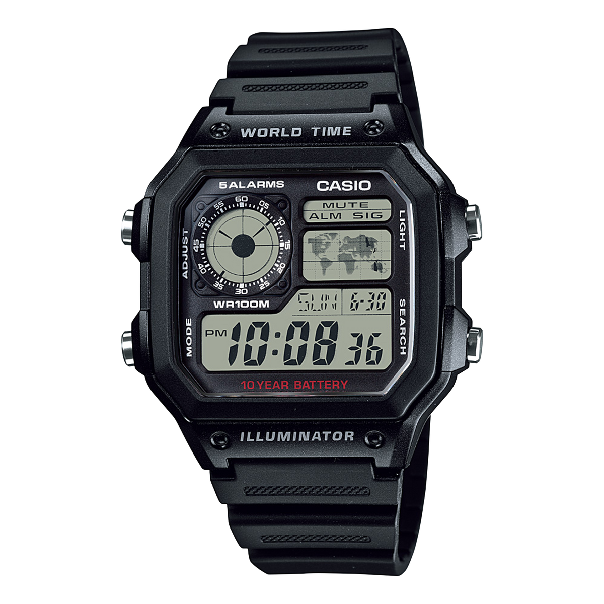Casio AE-1200WH-1AV – front three-quarter view