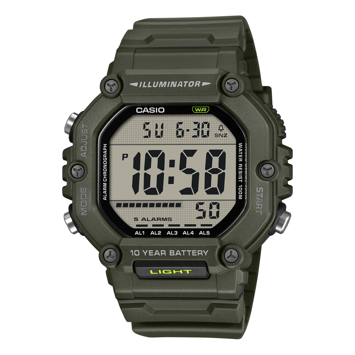 Casio AE-1600HX-3AV – front three-quarter view