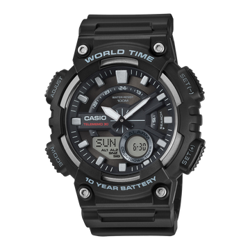 Casio AEQ-110W-1AV – front three-quarter view