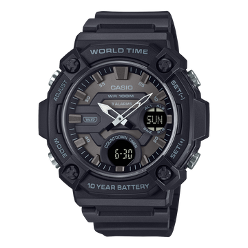 Casio AEQ-120W-1BV – front three-quarter view