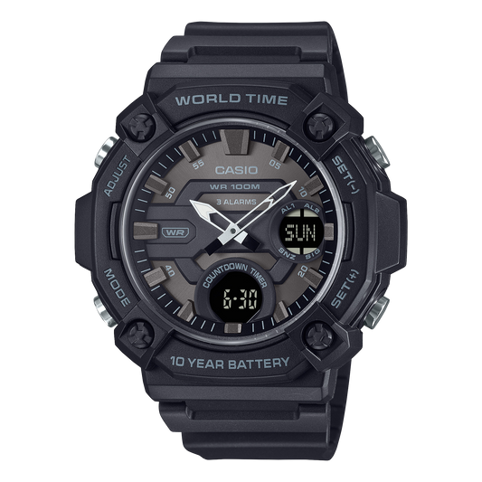 Casio AEQ-120W-1BV – front three-quarter view