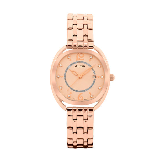 AH7BG2X1 Rose Gold Ornate Ladies Watch