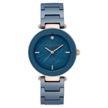 Anne Klein Quartz Analog Blue Dial Ceramic Strap Watch for Women
