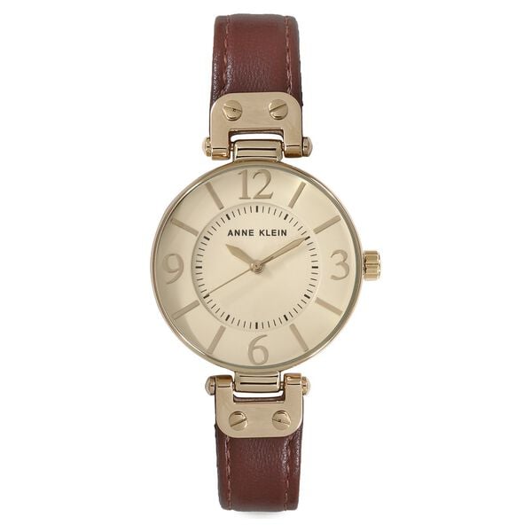 Anne Klein Quartz Analog Off White Dial Leather Strap Watch for Women