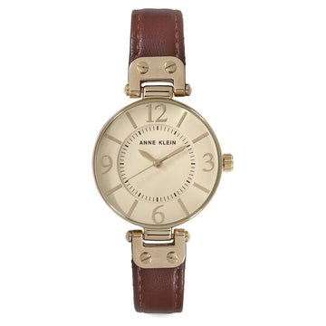 Anne Klein Quartz Analog Off White Dial Leather Strap Watch for Women