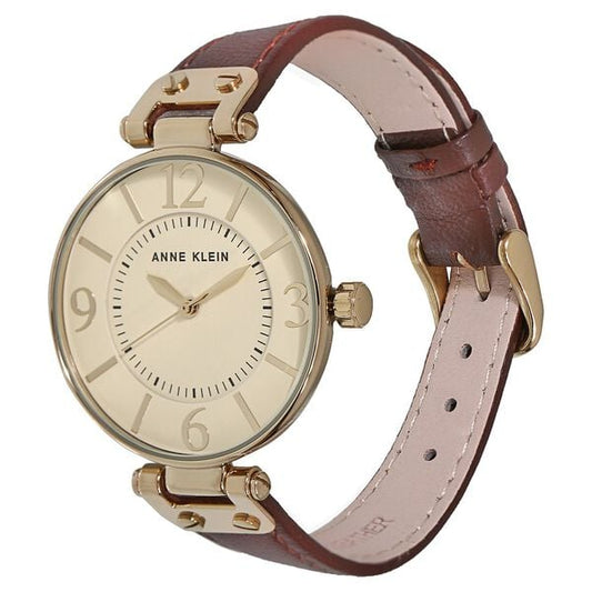 Anne Klein Quartz Analog Off White Dial Leather Strap Watch for Women