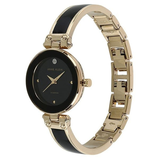 Anne Klein Quartz Analog Black Dial Metal Strap Watch for Women