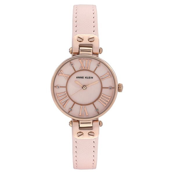 Anne Klein Quartz Analog Mother of Pearl Dial Leather Strap Watch for Women